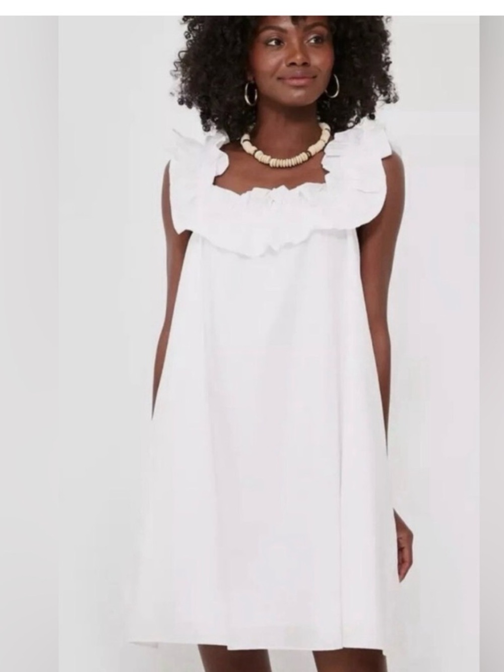 Hyacinth House White Ruffle-Trim Sleep-Style Chemise Minidress Medium